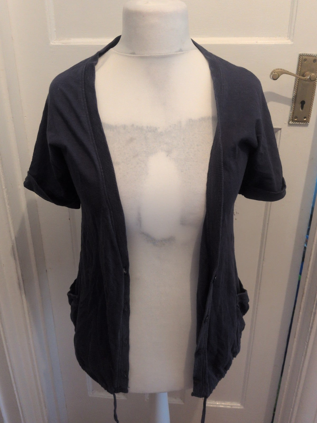 George 10 Navy Short Sleeve Buttoned Cardigan