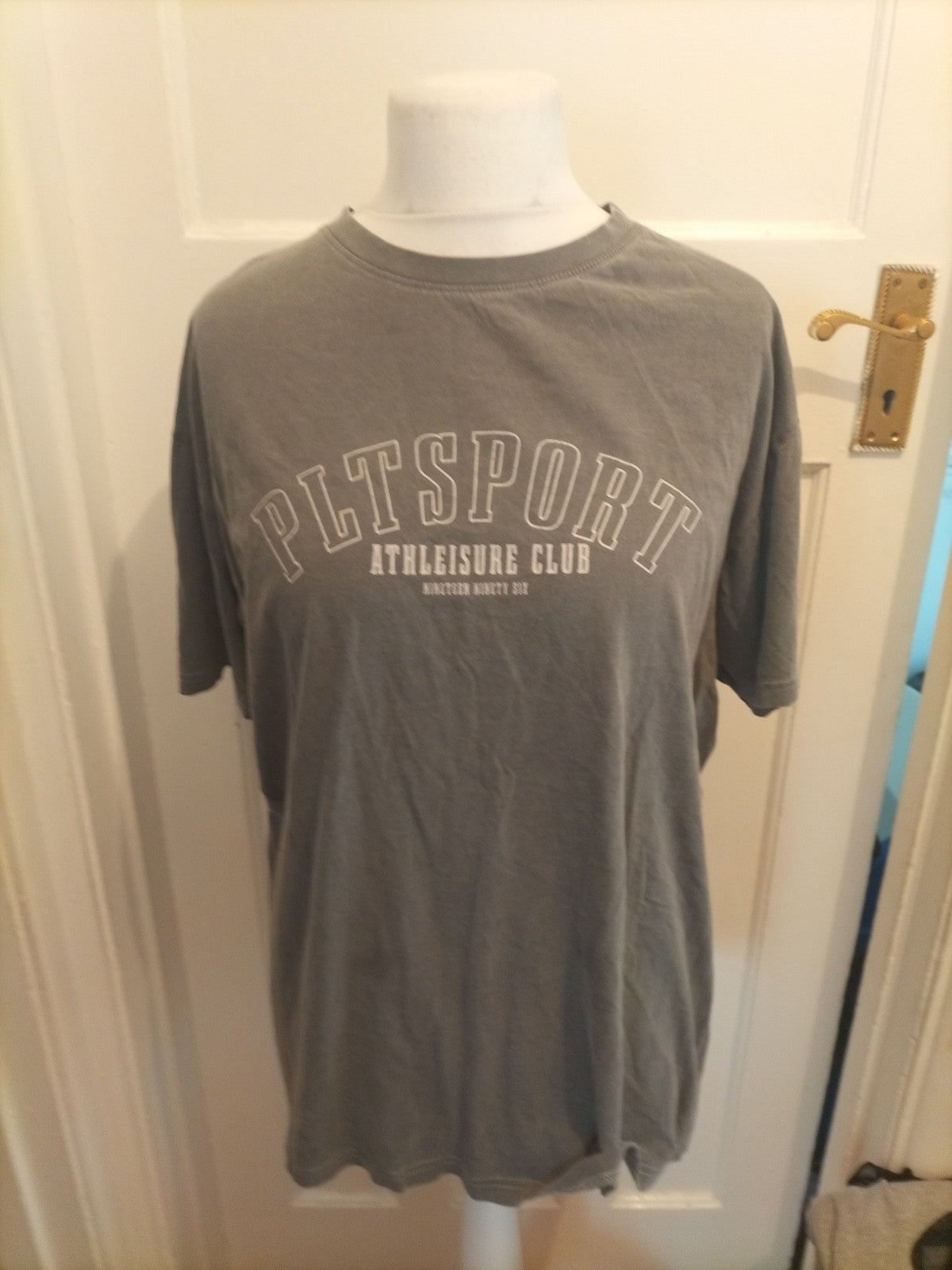 Ladies Pretty little thing Size 12 Grey Printed Short Sleeve T-shirt