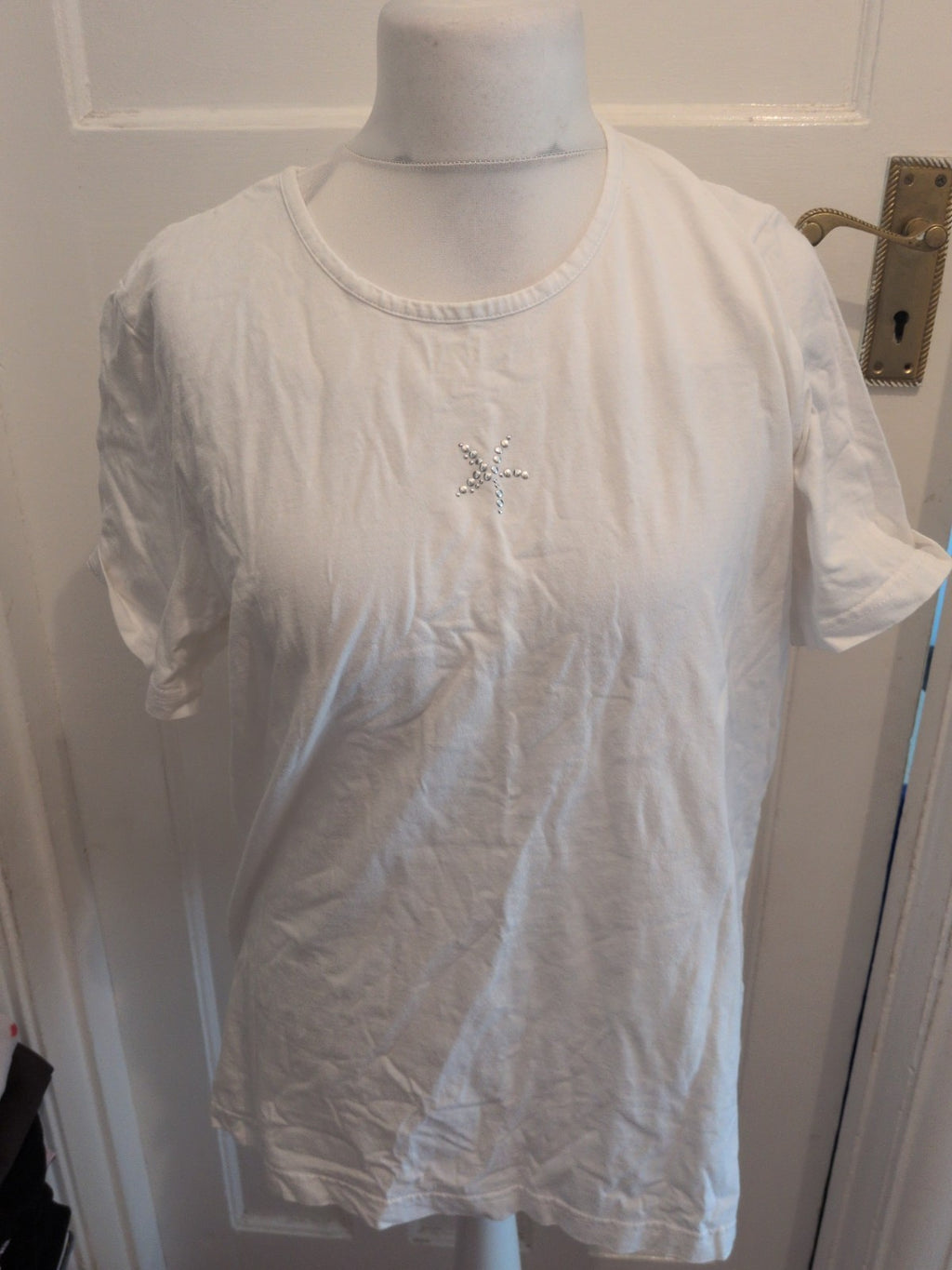 18 White With Silver Star Short Sleeve T-shirt
