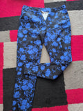 New Look 14 Black And Blue Floral Trousers