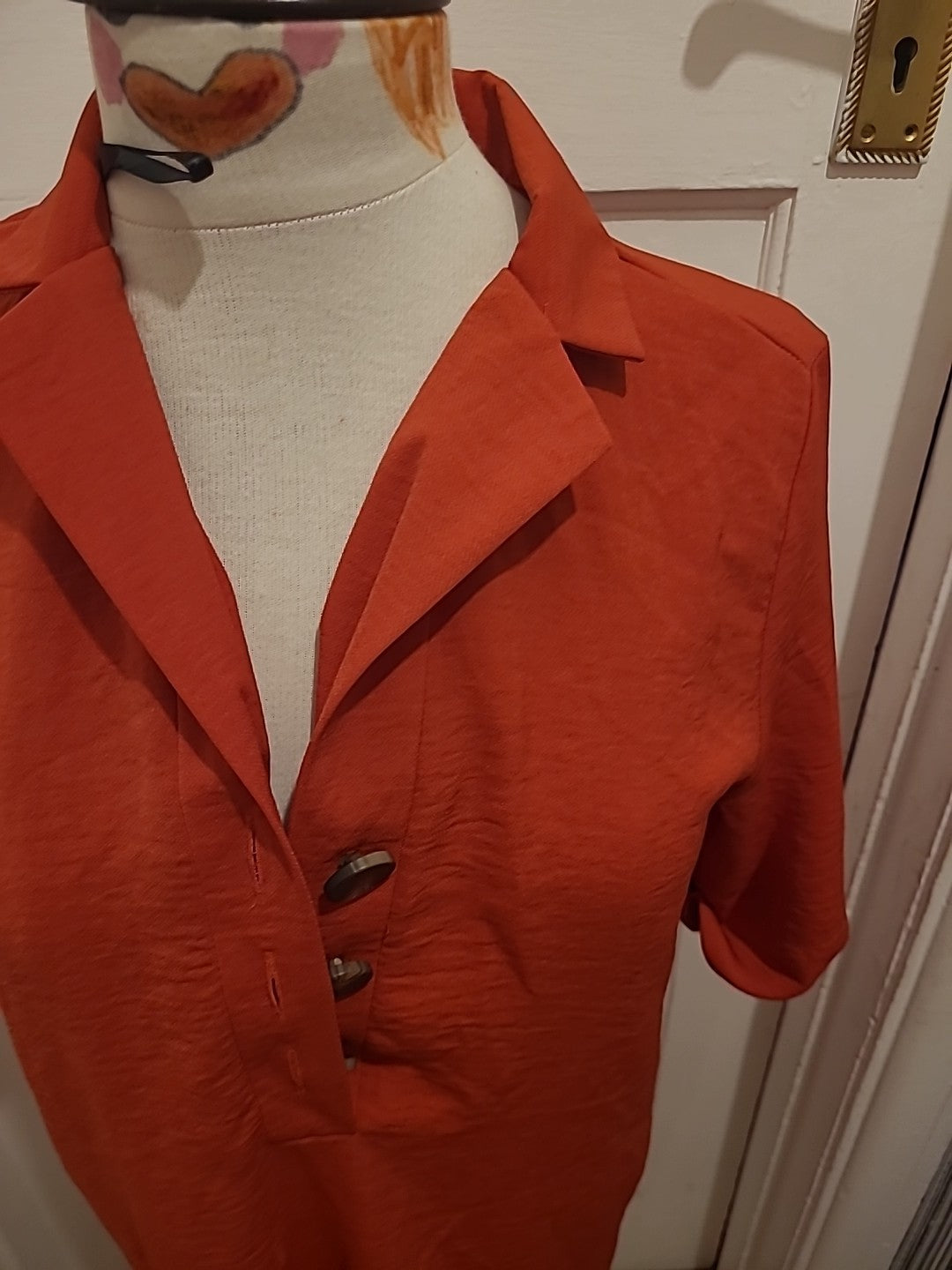 Ladies Primark Size 8 Burnt Orange Short Sleeved Midi Dress