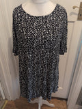 Bonmarche 20 Black And White Speckled Short Sleeve Blouse