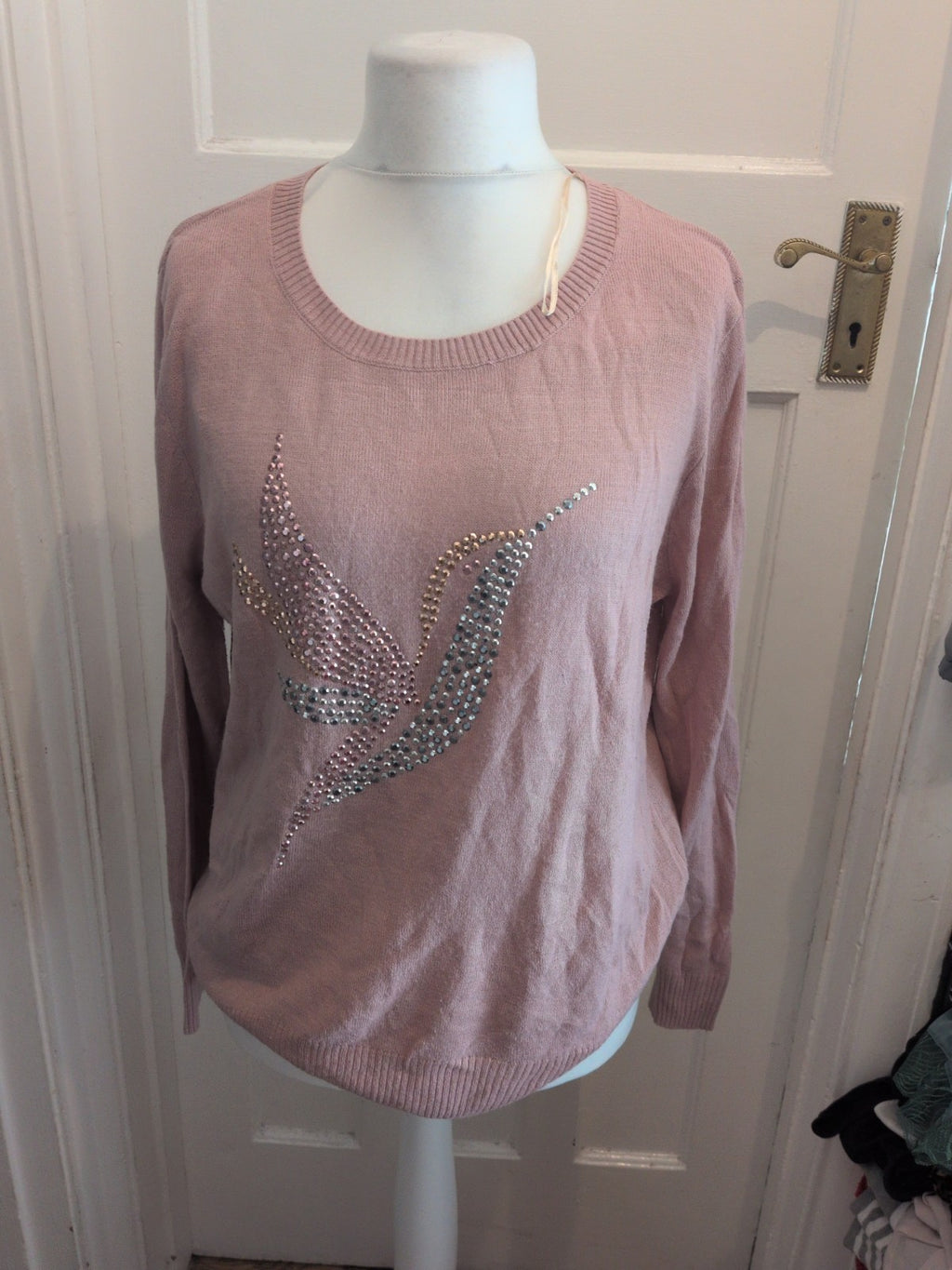 So Fabulous 20 Pink Long Sleeve Diamante Bird Jumper