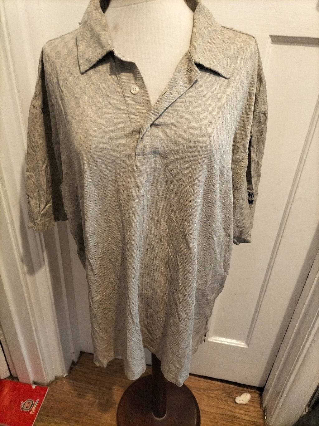 Mens Ashworth Size XL Beige Patterned Check Short Sleeved Shirt