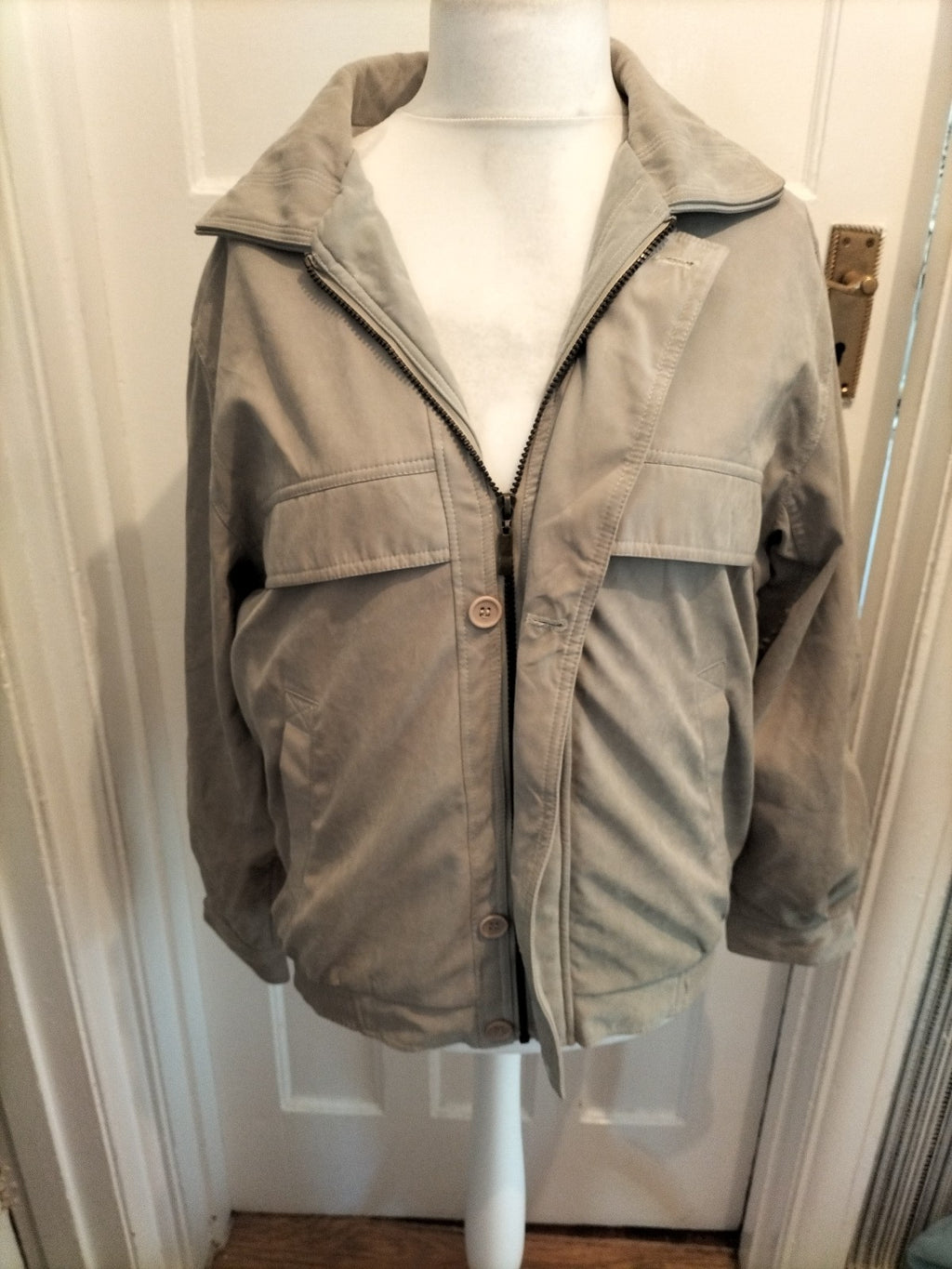 Mens Moorcroft Size M Pale Grey Lined Full Zip Jacket