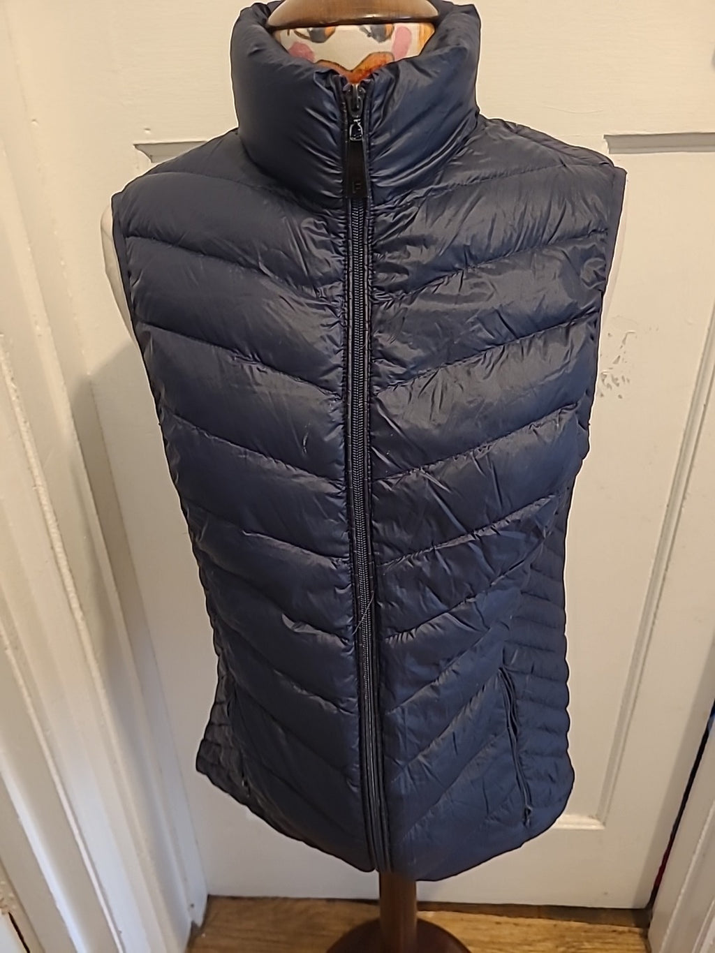 Ladies Size 12 Navy With Floral Lining Puffer Jacket