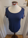 Ladies Marks And Spencer Size 8 Navy Short Sleeved Blouse