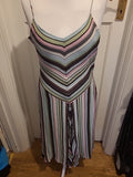 Ladies Size Small Multicoloured Striped Sleeveless Dress(Small Hole In Lining)