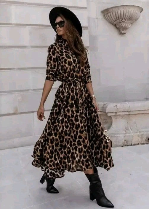 Brand New TorbayClothingCo Leopard Print A-line Long Sleeved Dress