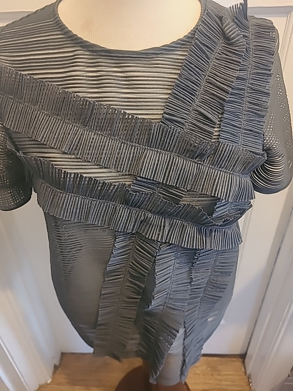 Ladies Next Size 8 Grey See Through Short Sleeved Tshirt