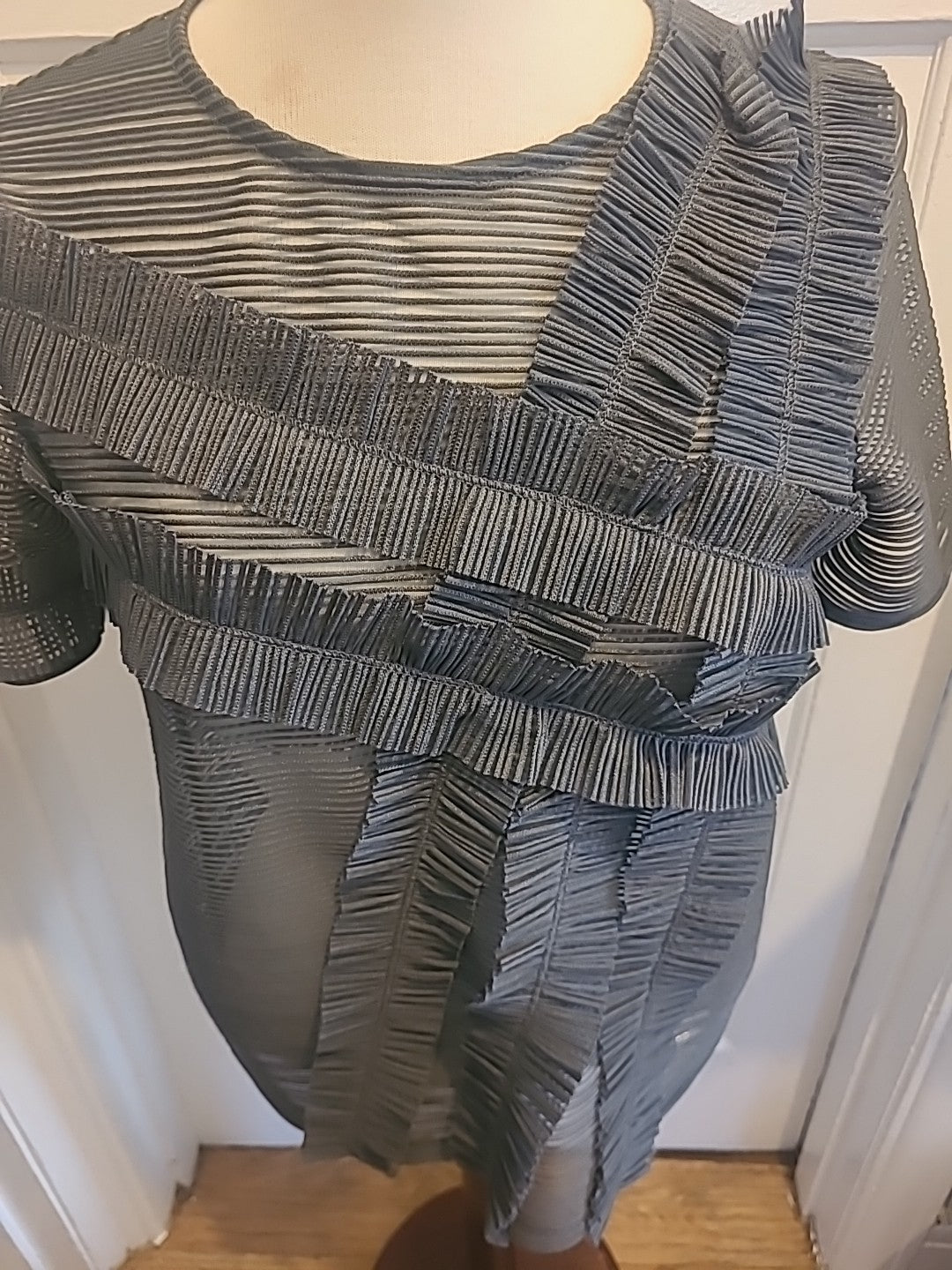Ladies Next Size 8 Grey See Through Short Sleeved Tshirt