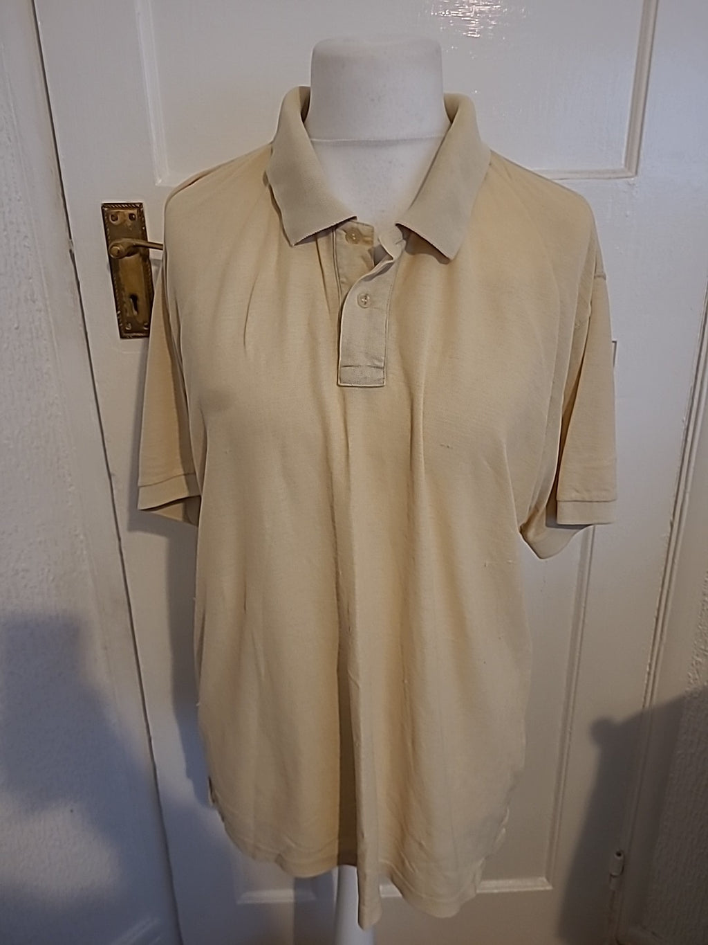 Mens Classic Style Size XL Beige Short Sleeved Polo