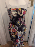 Next 14 Navy Floral Sleeveless Strapless Long Length Dress