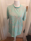 Primark XL Turquoise Grey Floral T-shirt Short Sleeved Bobbling