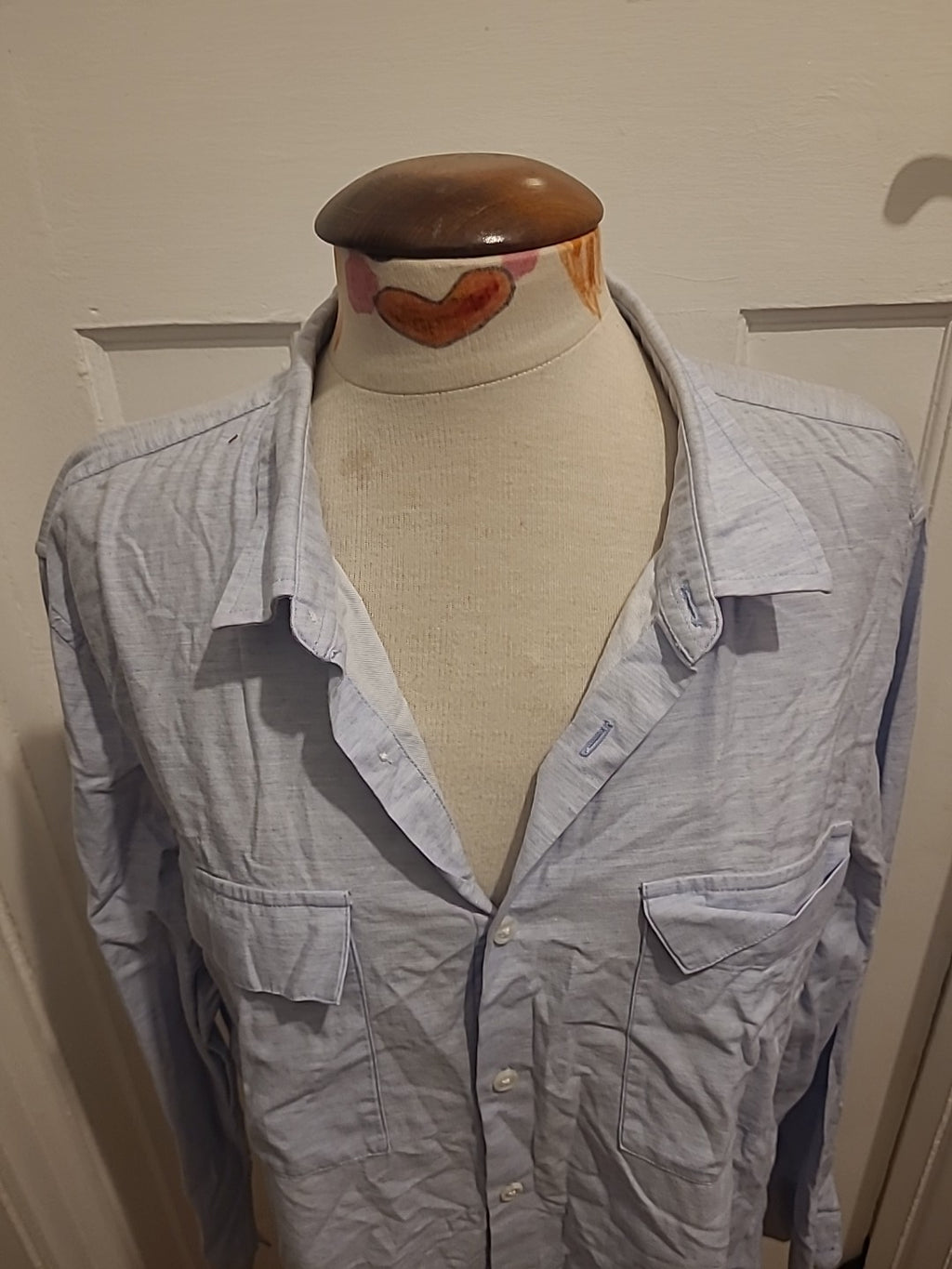 Mens Burton Men'swear Size XL Pale blue Long Sleeve Shirt