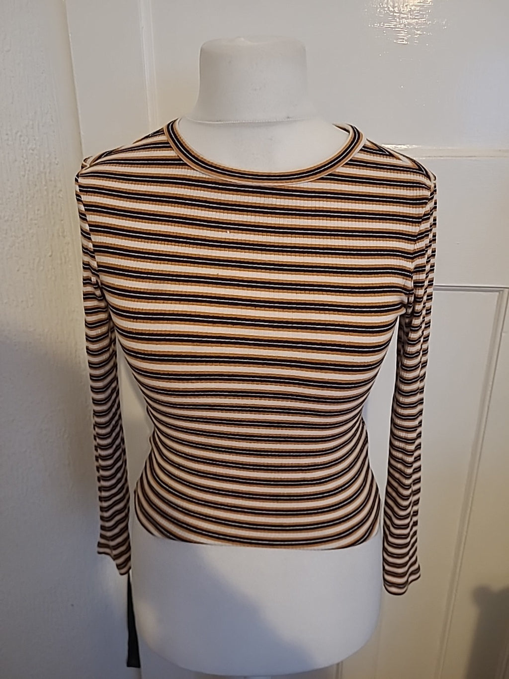 Divided Small Multi Striped Long Sleeved Tshirt