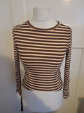 Divided Small Multi Striped Long Sleeved Tshirt