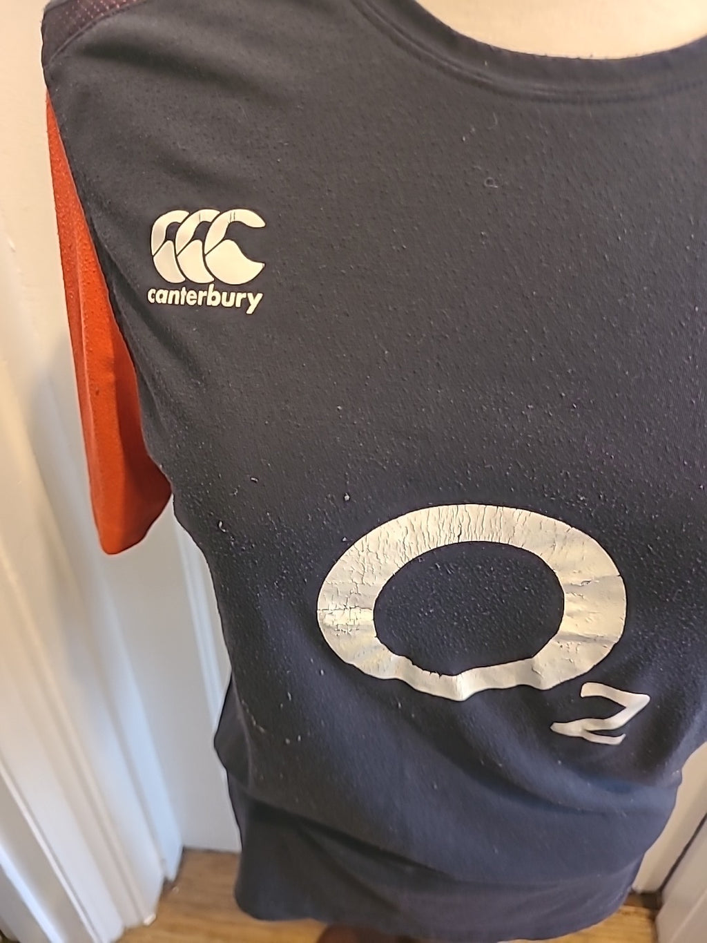 Mens Canterbury Medium Rugby Tshirt(very Worn Condition)