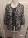 Brand New Soon 10 Navy Blue And White Floral Half Sleeve Blouse