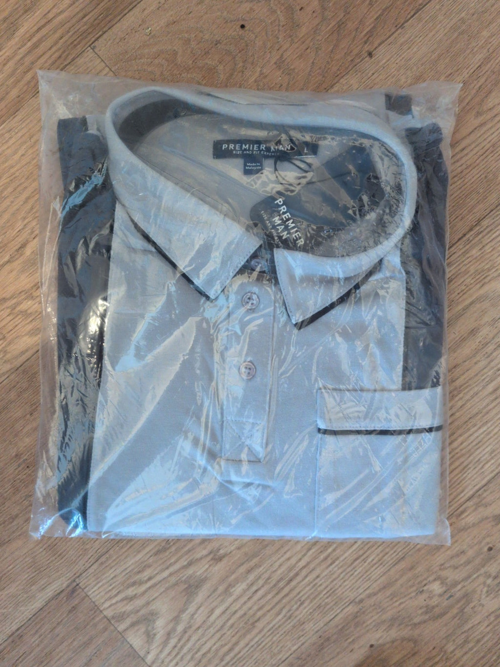 Brand New Premier Man Large Grey And Black Polo