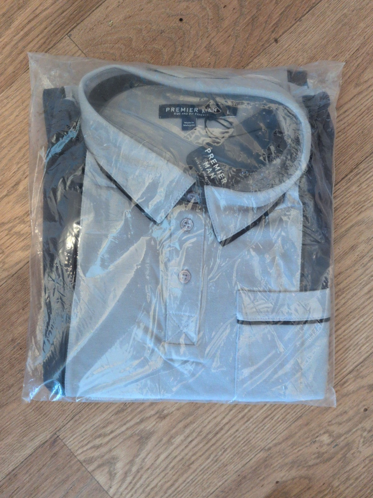 Brand New Premier Man Large Grey And Black Polo