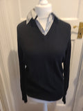 Mens Two Stoned Size L Black Collared Jumper