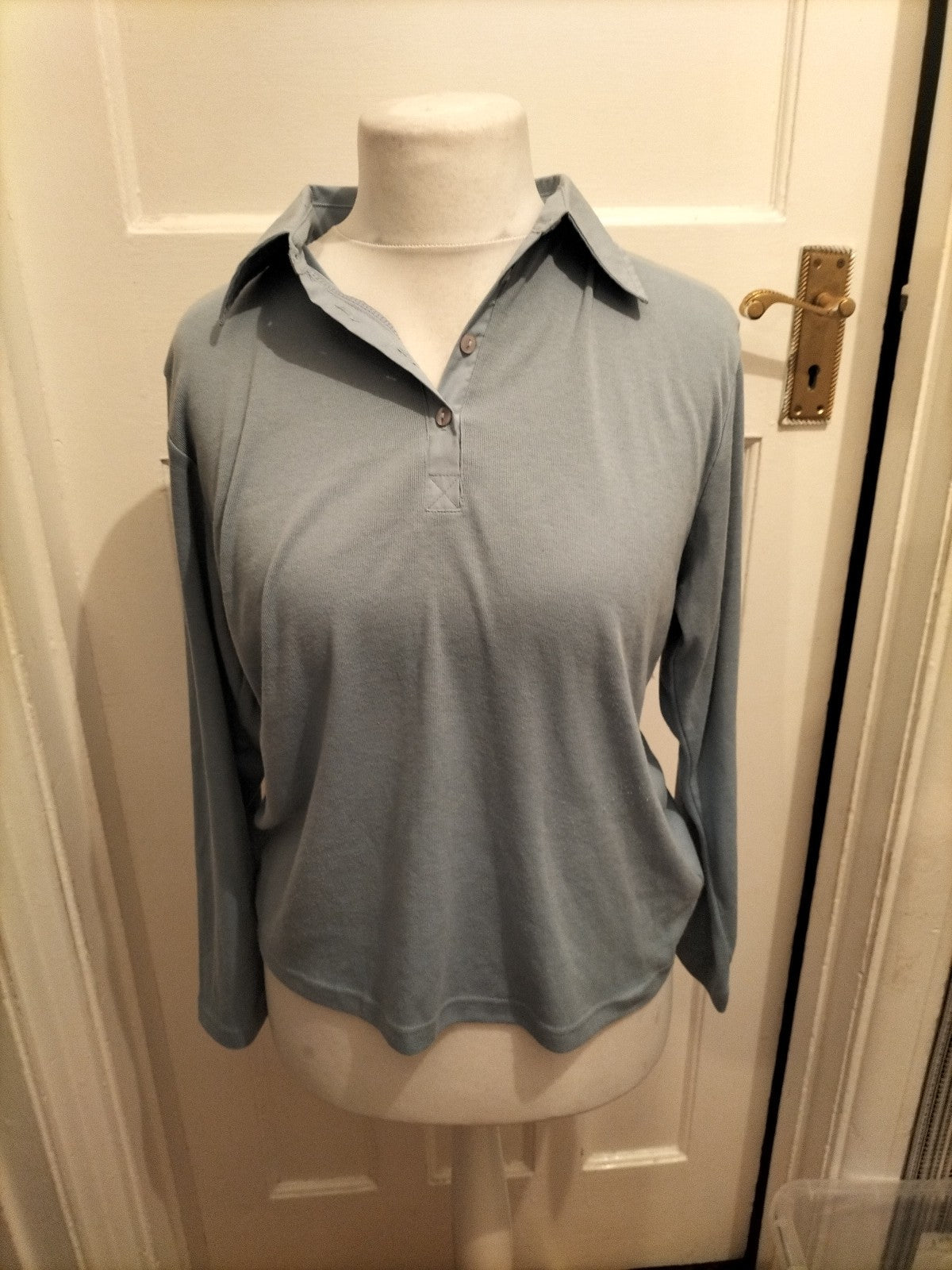 Ladies First Avenue Size XL Blue Collared Polo Long Sleeve