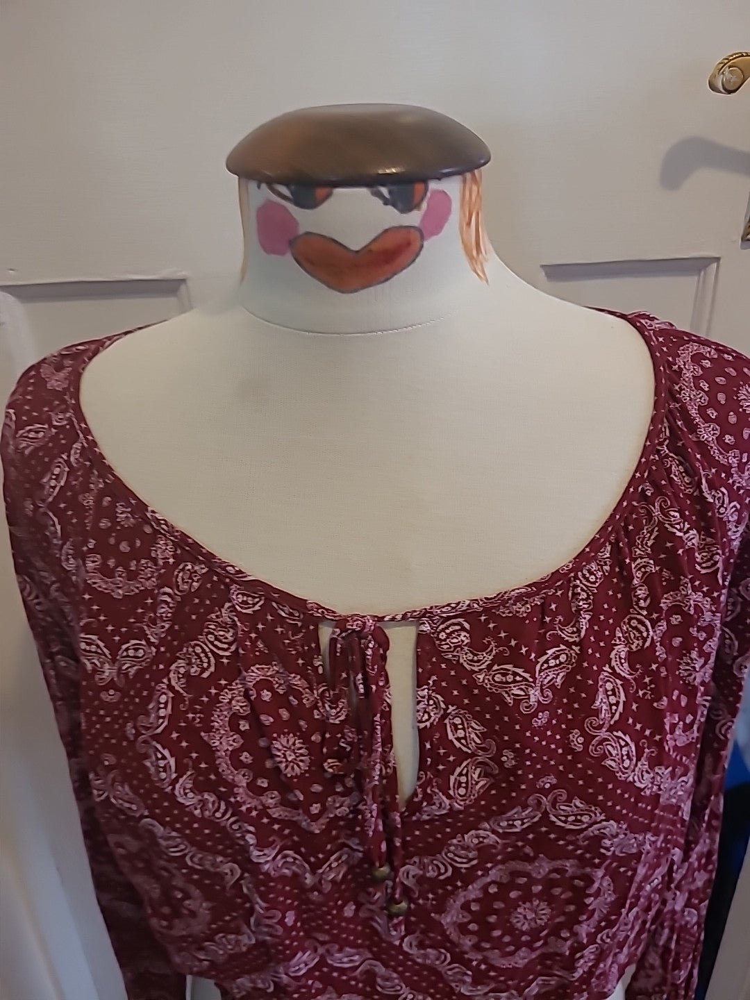 Ladies H+M Size 12 Purple White Long Sleeved Blouse