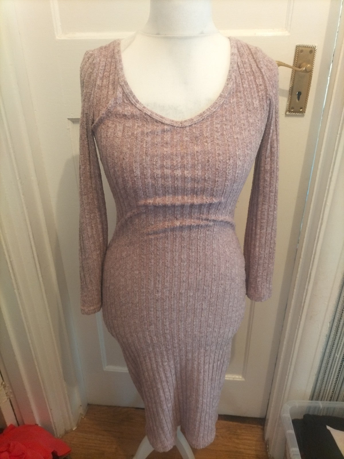 Ladies Shein Size XS Pink Ribbed Long Length Dress