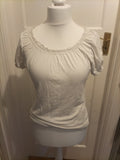 Ladies Size 12 White Short Sleeved Elasticated Hem Tshirt