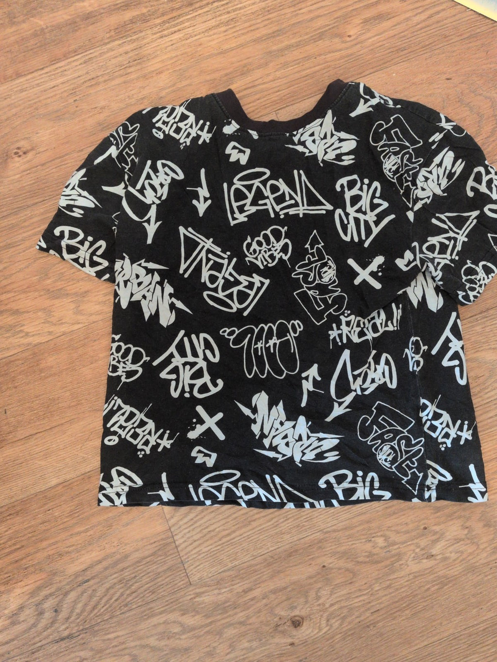 Primark 7-8 Years Grey And Black Short Sleeve T-shirt