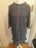 Ladies Next Size 12 Black White Yellow Dash Pattern 3/4 Sleeved Dress