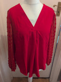 Ladies Size XL Red Long Sleeve V Neck Blouse