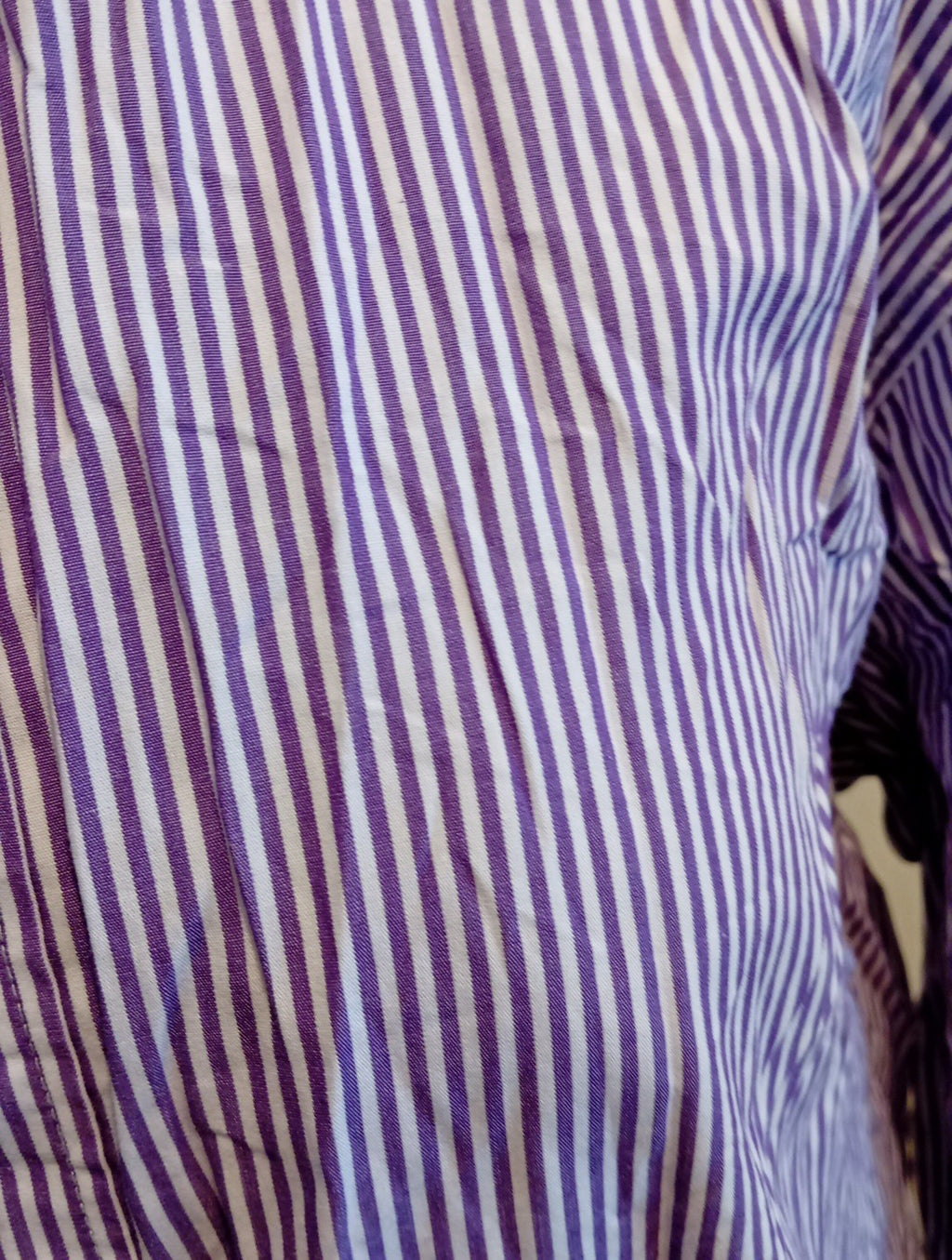 Mens Hamden Size 16.5" Purple White Striped Dress Formal Shirt