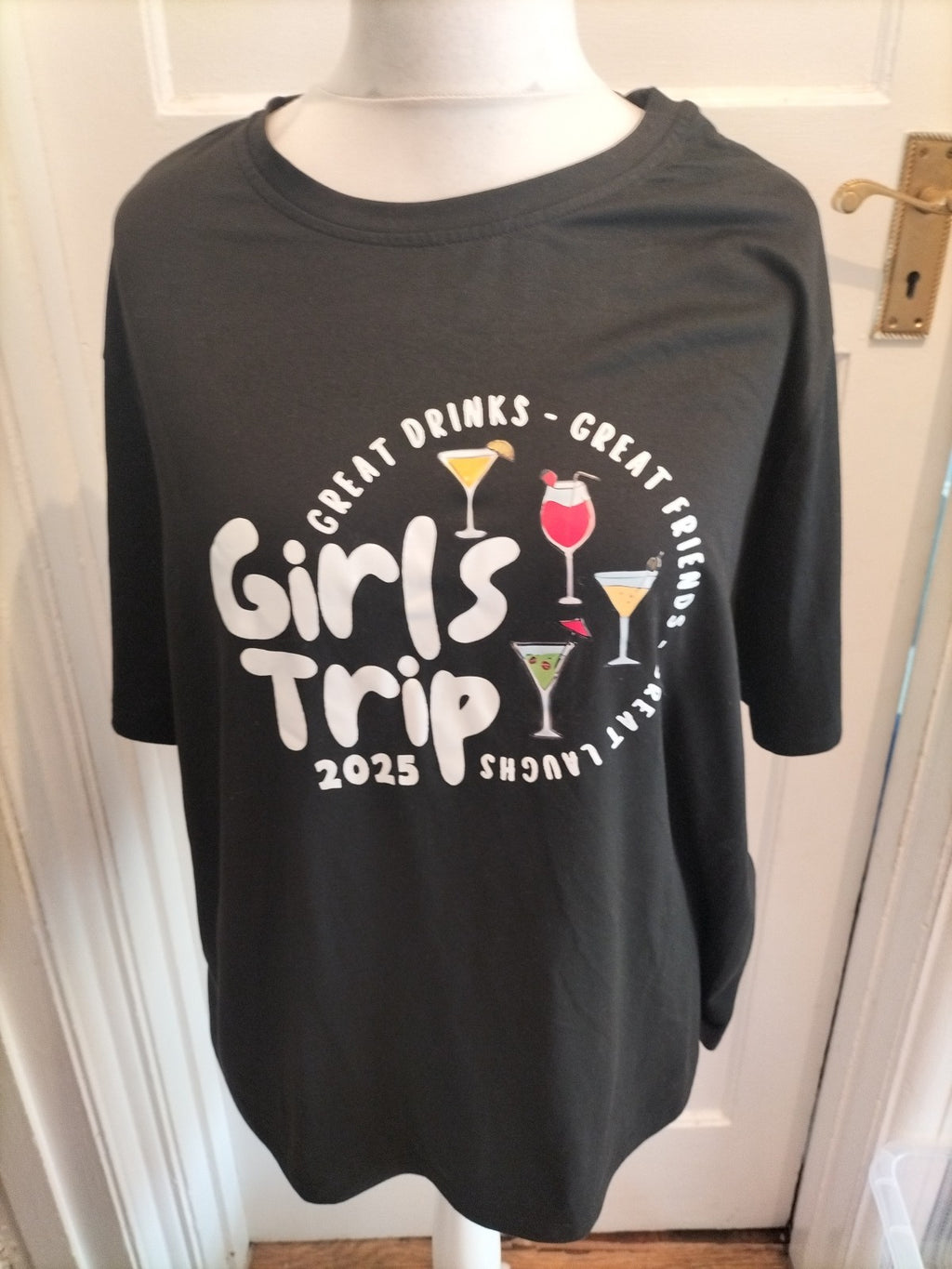 Shein Curve 3XL Black Girls Trip Printed Short Sleeve T-shirt