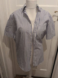 Marks And Spencer Tailoring 15.5 Purple Stripe Short Sleeve Shirt