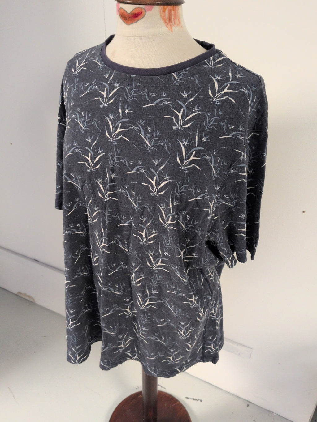 George 2XL Navy White And Blue Floral Short Sleeve T-shirt