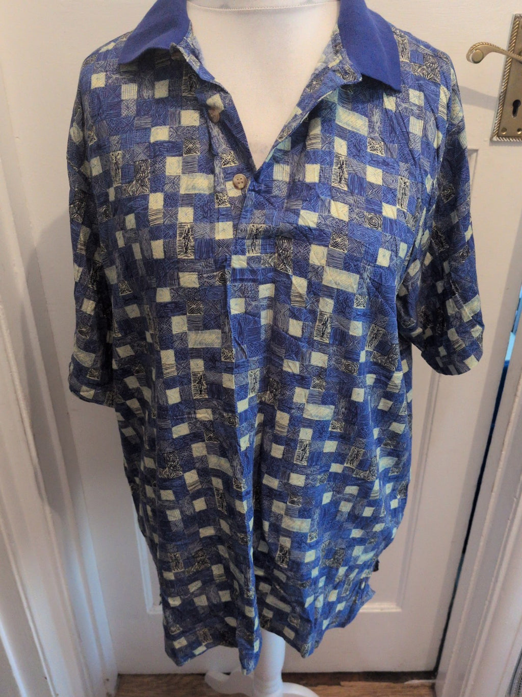 Savatini Large Blue And Mint Short Sleeve Polo