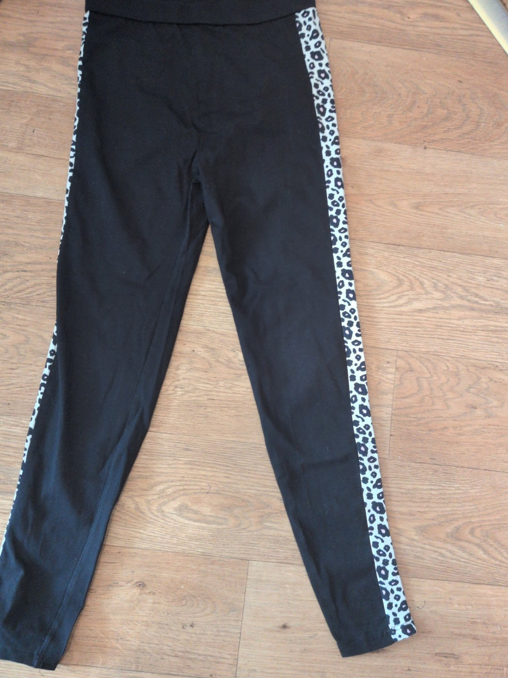 George 13-14 Years Black With Leopard Print Trim Leggings