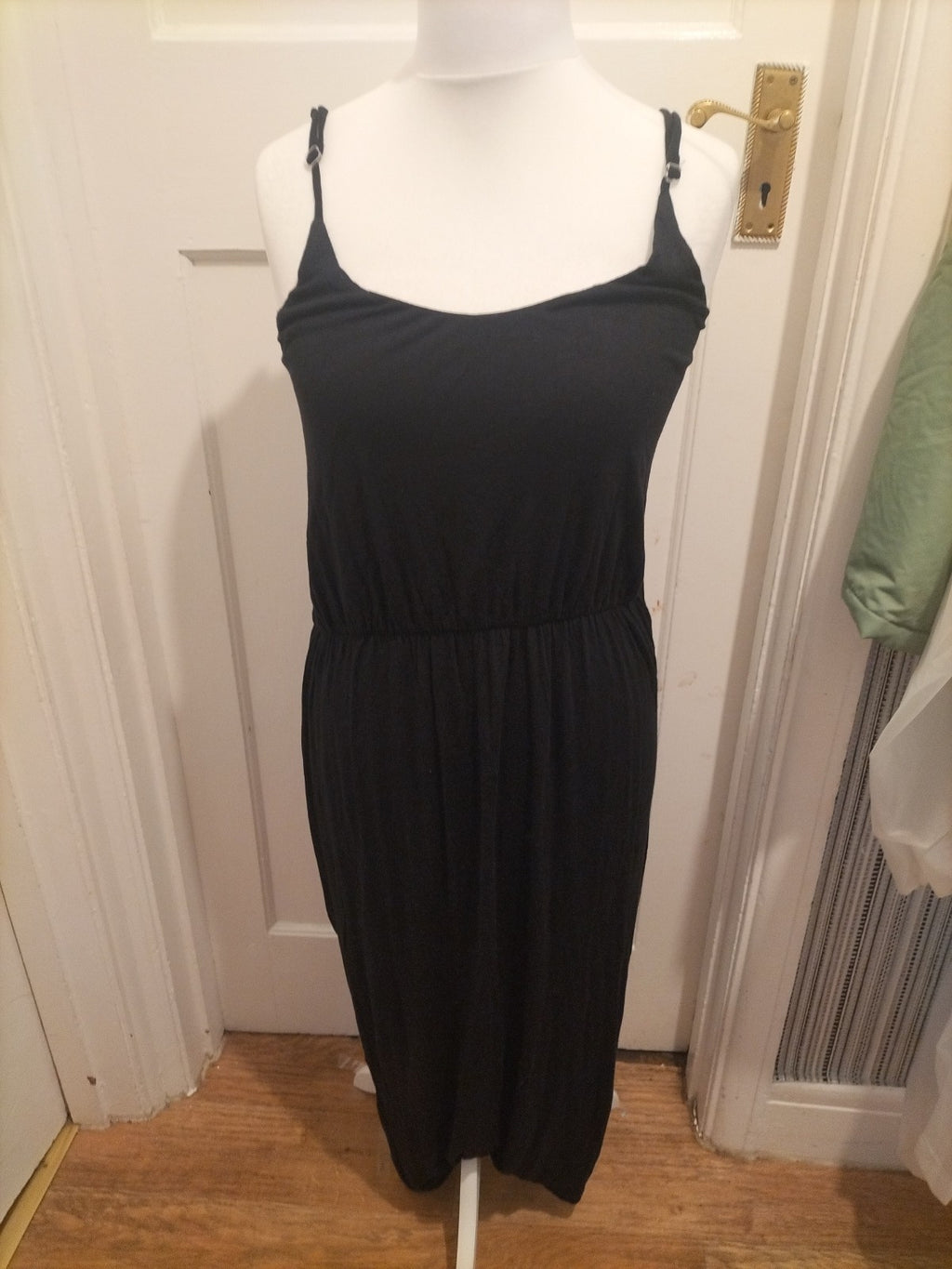 Ladies Primark Size 16 Black Long Length Sleeveless Elasticated Waist Dress