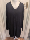 4XL Black Long Sleeve V Neck Jumper