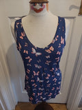 Brand New Ladies Dorothy Perkins Size 14 Navy Butterfly Sleeveless Tshirt