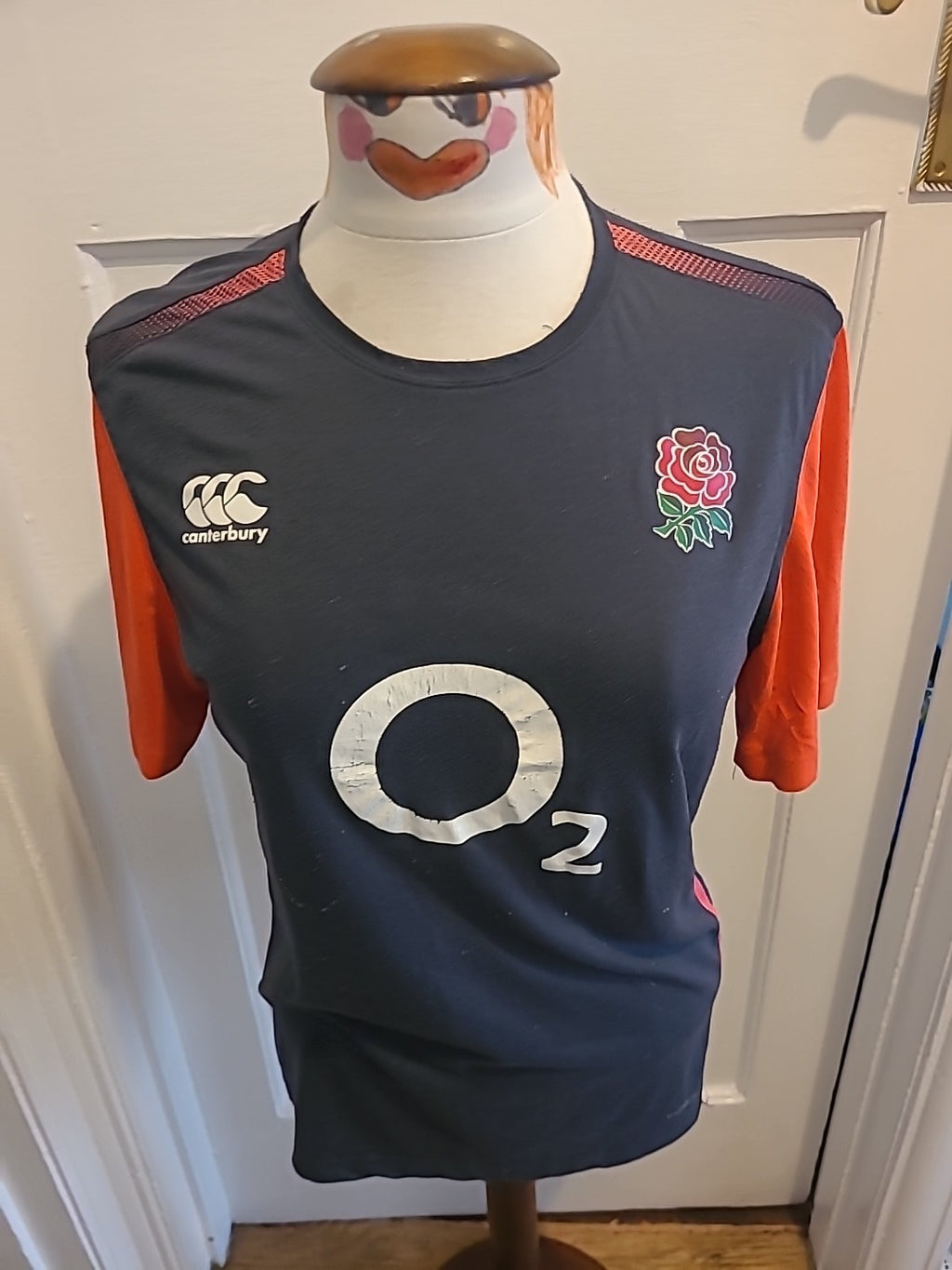 Mens Canterbury Medium Rugby Tshirt(very Worn Condition)