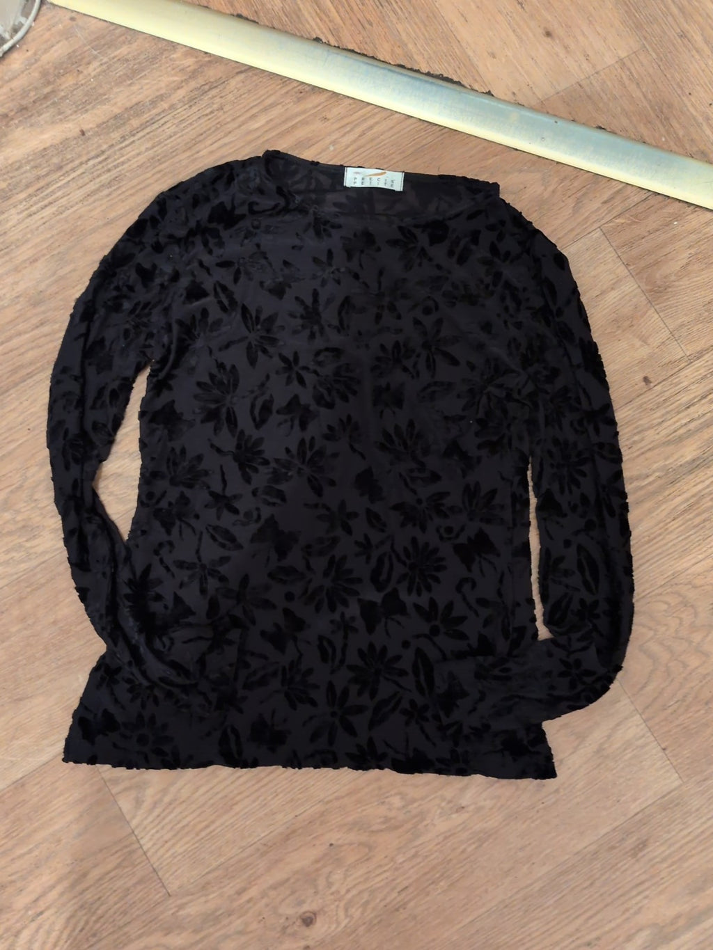 Precis Petite Small Black Floral Long Sleeve Blouse Top