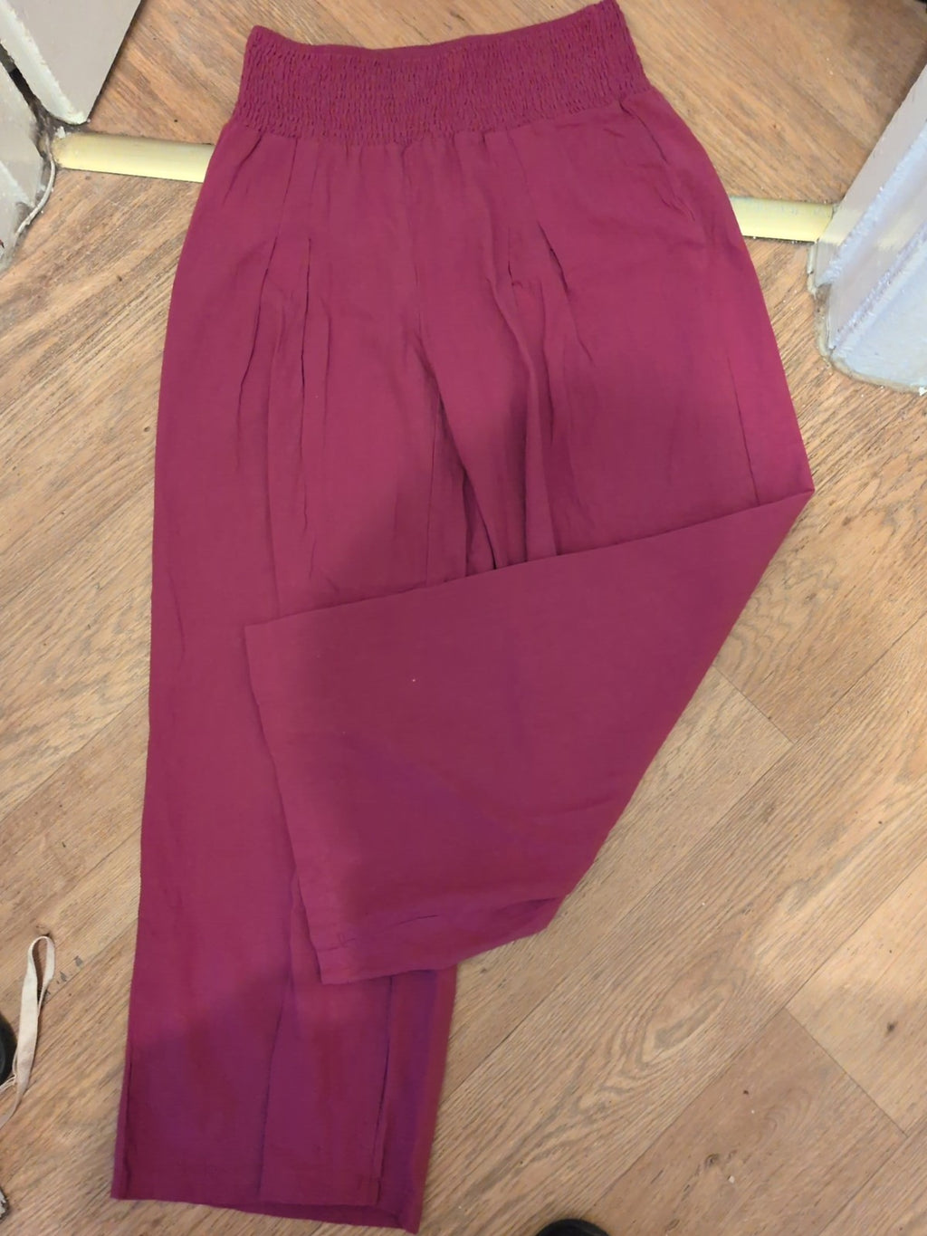 XL Purple High Bubblehem Waist Straight Leg Trousers