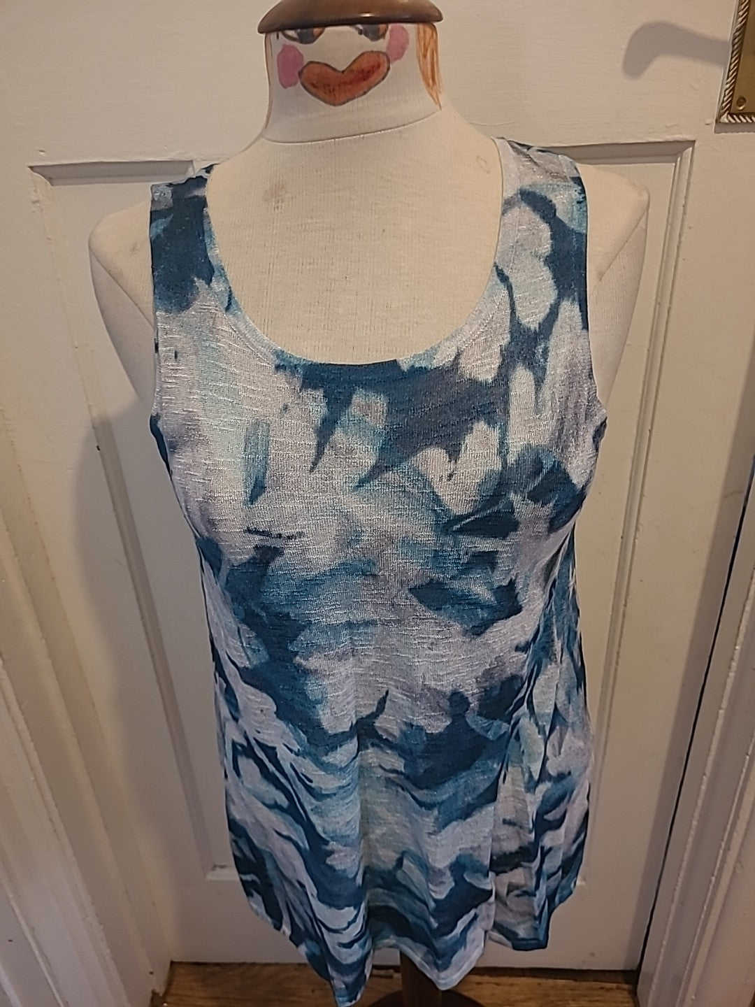 Ladies Marla Wynne Size Medium Blue/Grey Sleeveless Blouse