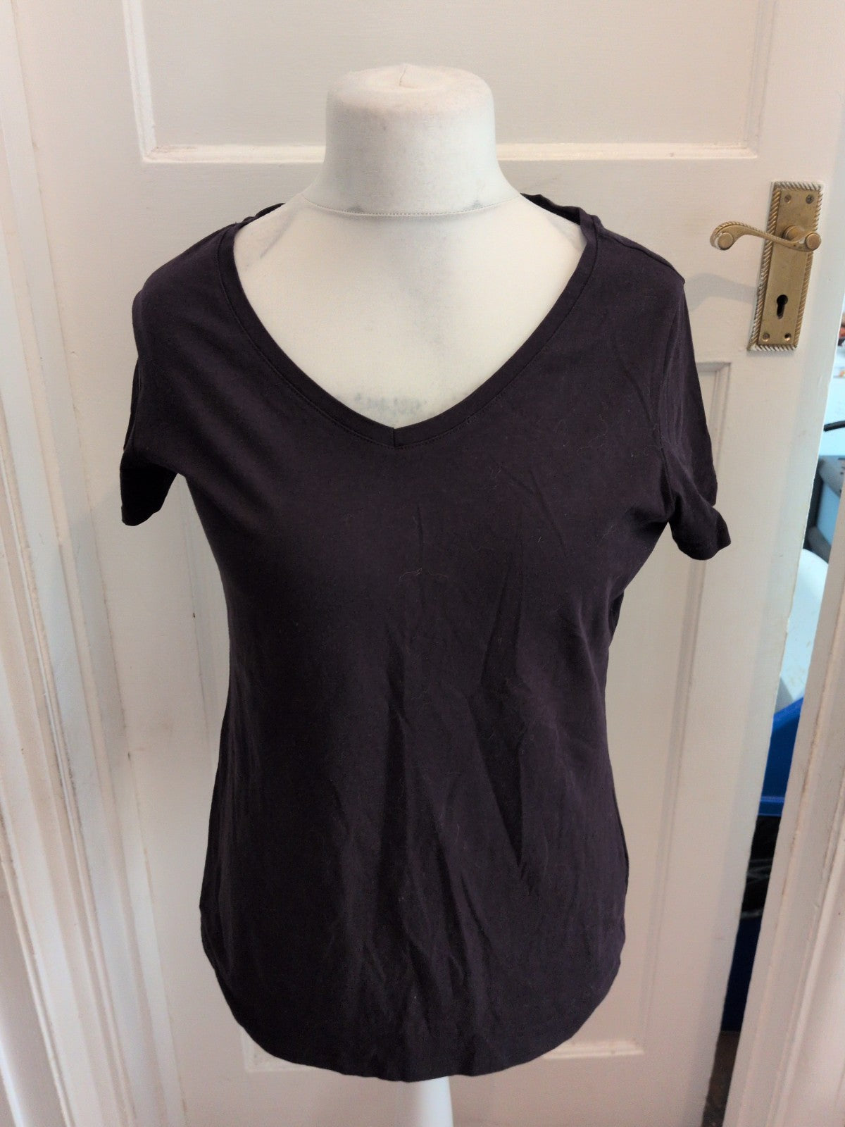 Primark Large 14-16 Navy Stretch Vee Short Sleeve