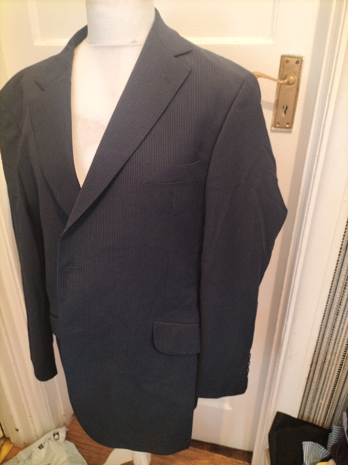 Mens Marks And Spencer Size 46m Navy Stripe Blazer