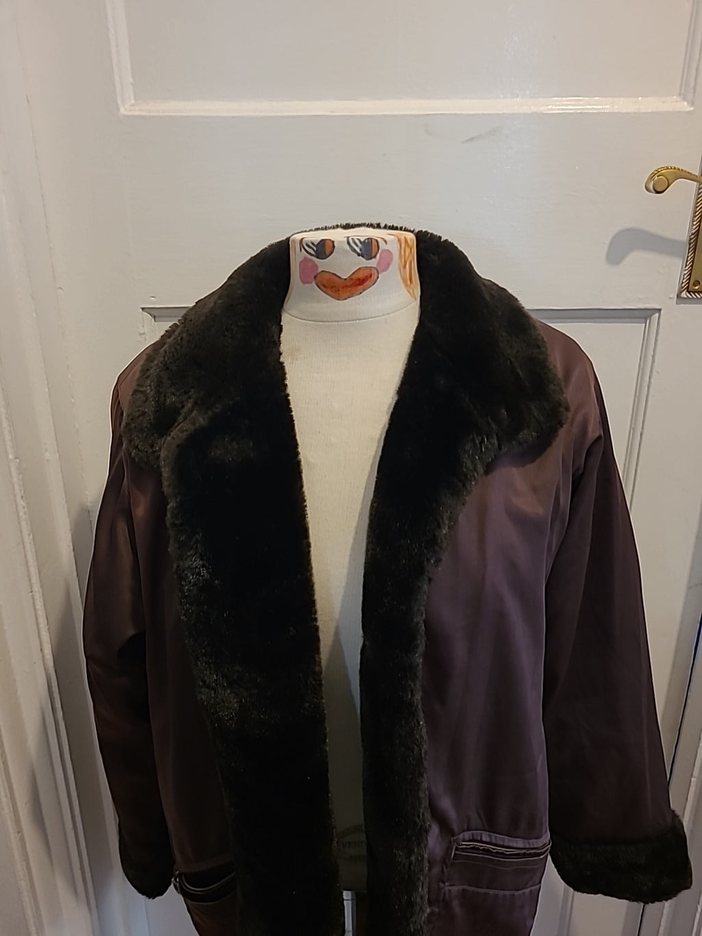 Ladies Dannimac Size Small Chocolate Brown Faux Fur Coat