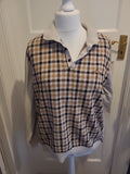 Mens Easy Size XL Beige/Brown/Black Long Sleeved Polo